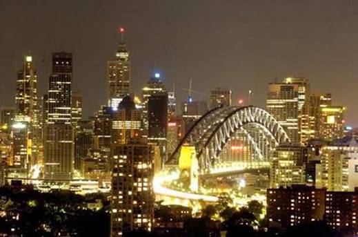 Bright lights, big city ... Sydney last night, before we pulled the
plug.